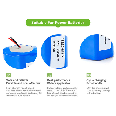 21.6V 4.4Ah Lithium Ion Battery Pack Rechargeable 18650 6S1P 46.4Wh